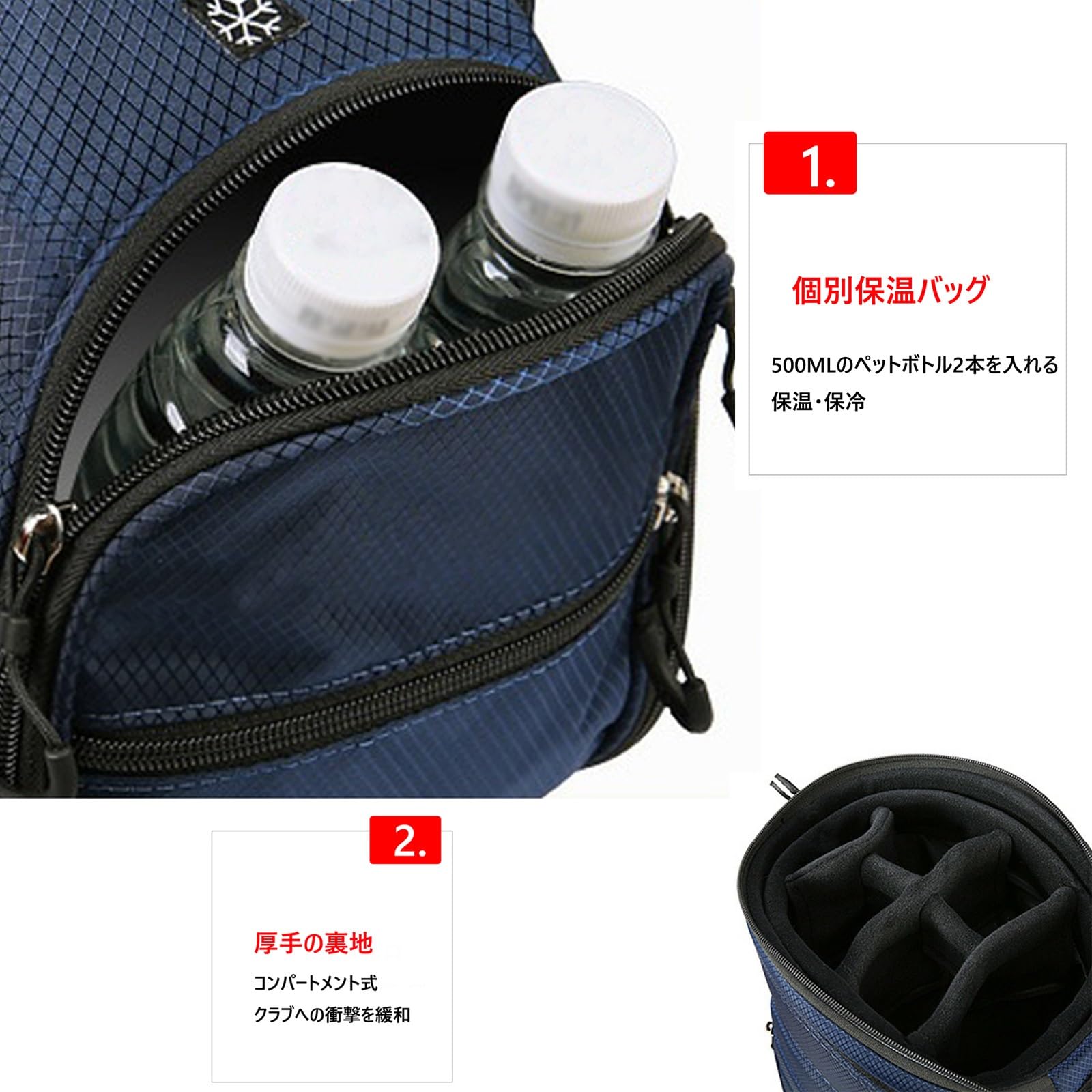 Amazon.co.jp: ゴルフ キャディバッグ、ブルー、グレー、オレンジ